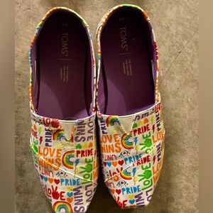 Size 9 Pride rainbow Toms slip ons